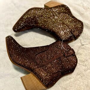 Betsy Johnson Diva Rhinestone Bootie in Dark Brown